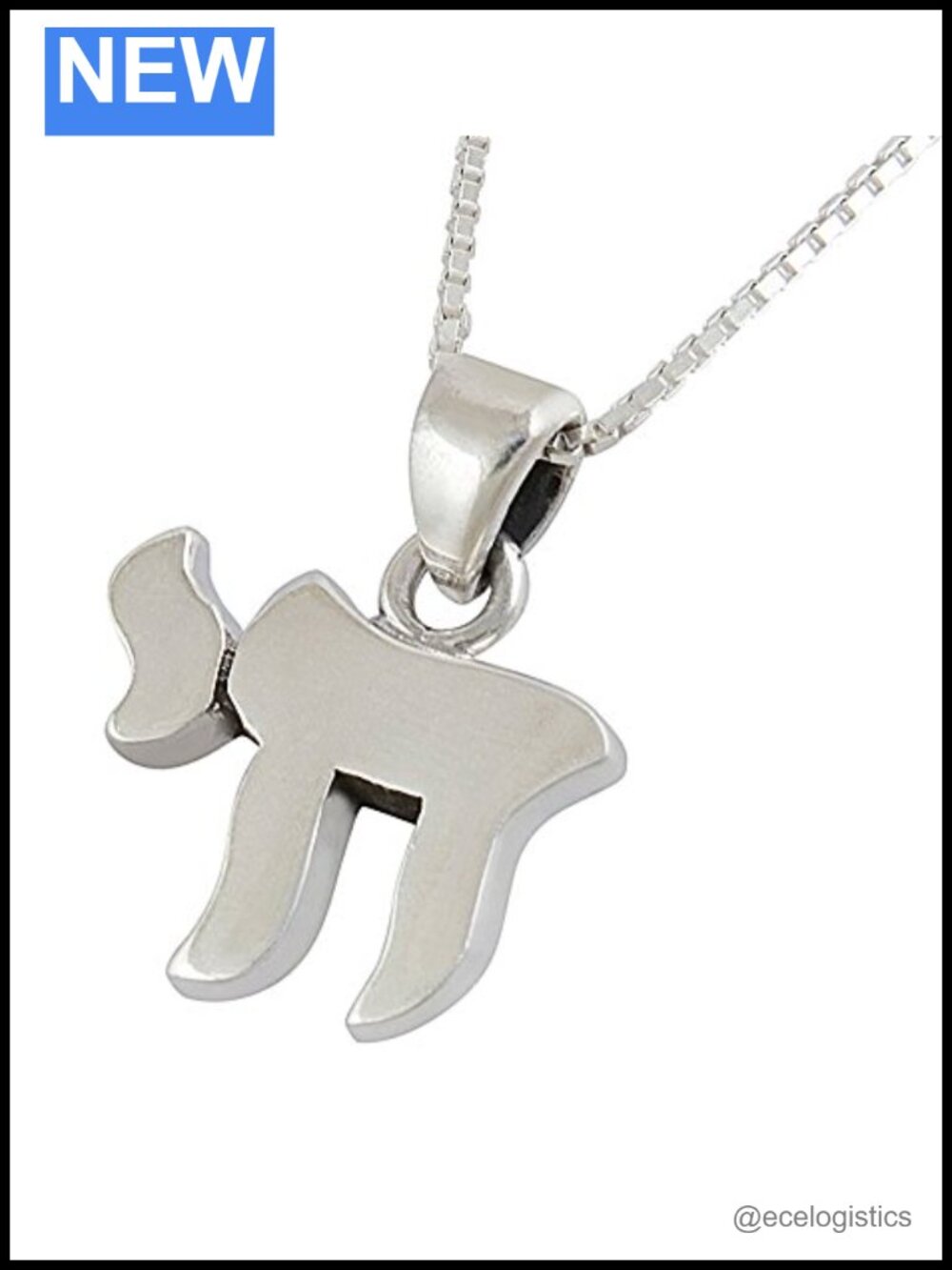 925 Sterling Silver Chai Pendant Necklace 18" Box Chain